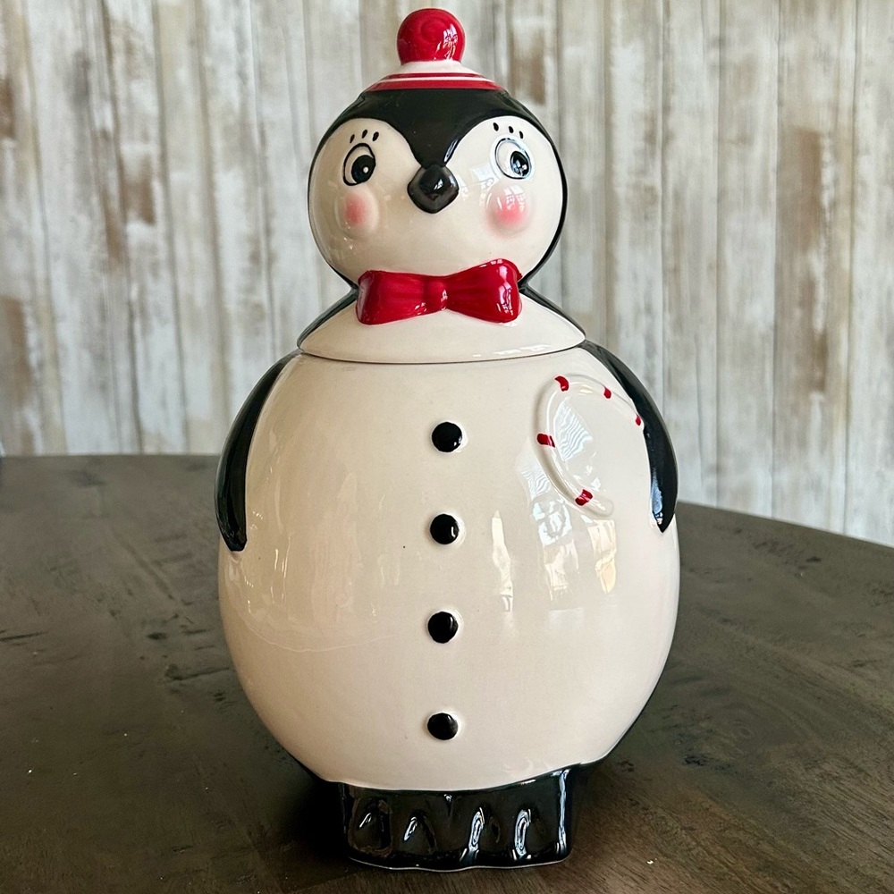 Johanna Parker Carnival Cottage Penguin Cookie Jar.